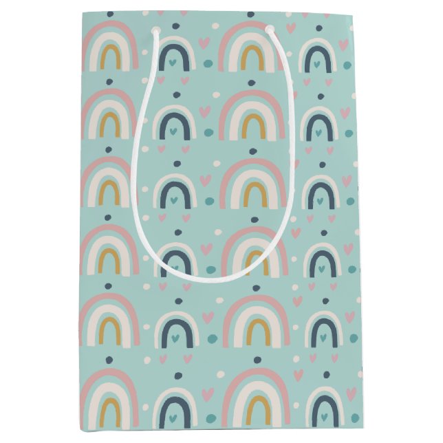 Cute Whimsical Rainbow Pattern Medium Gift Bag (Front)