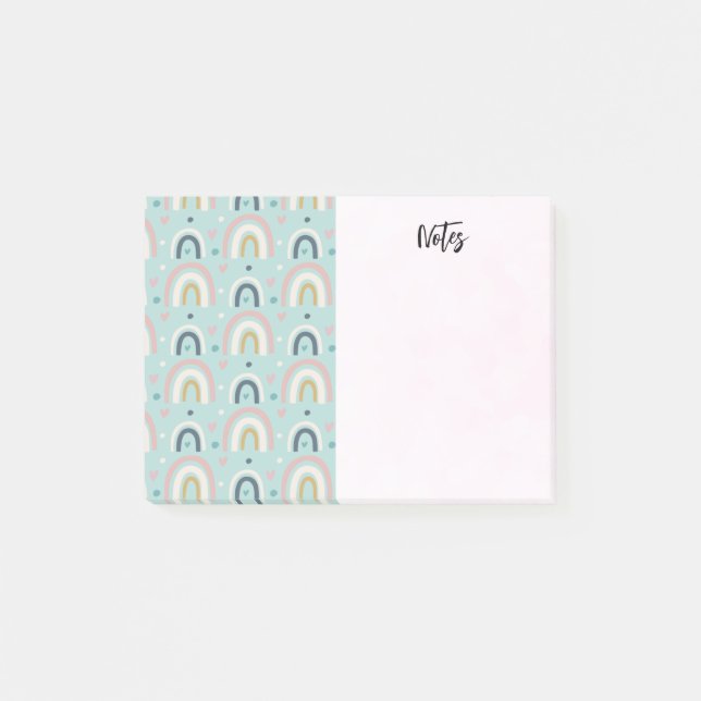 Cute Whimsical Rainbow Pattern Post-it Notes (Front)