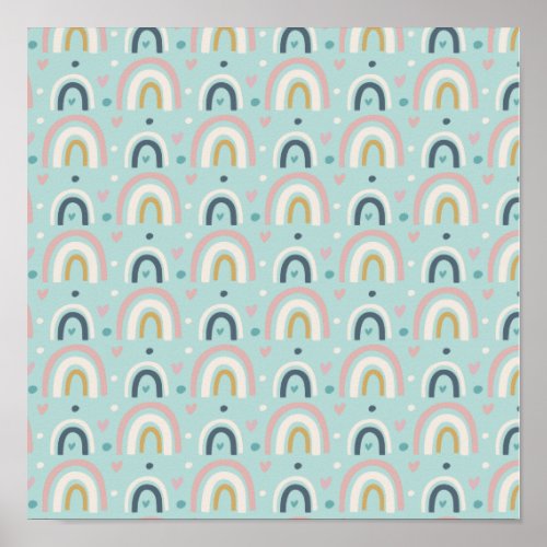 Cute Whimsical Rainbow Pattern Poster