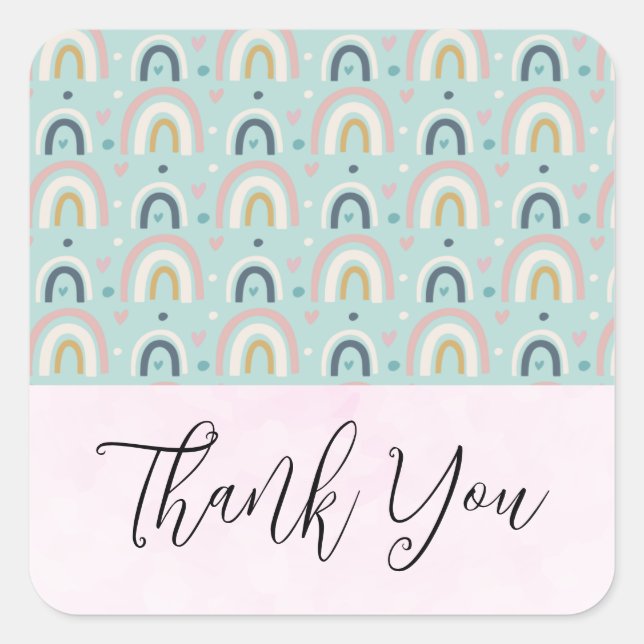 Cute Whimsical Rainbow Pattern Square Sticker (Front)