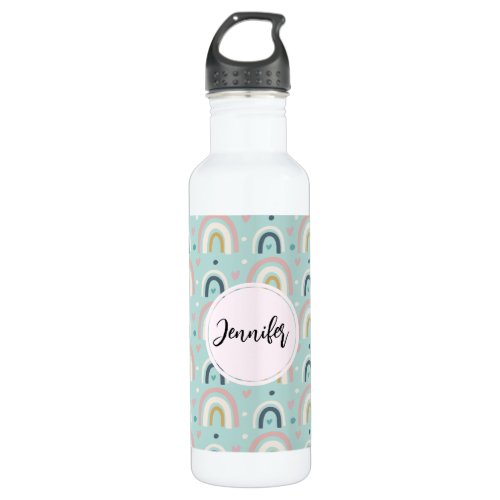 Cute Whimsical Rainbow Pattern Stainless Steel Water Bottle