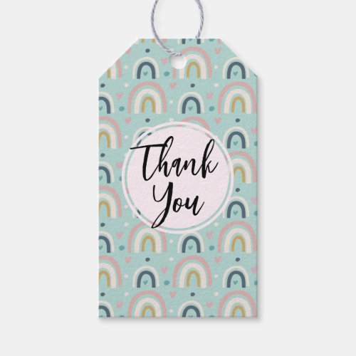 Cute Whimsical Rainbow Pattern Thank You Gift Tags