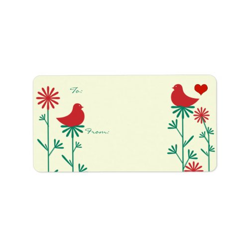 Cute Whimsical Red Birds Christmas Gift Tags