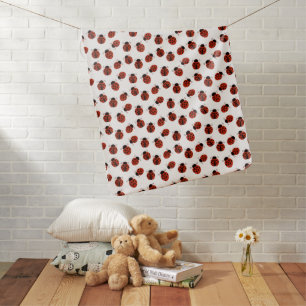 Cute Whimsical Red Ladybug Polka Dot Pattern Baby Blanket