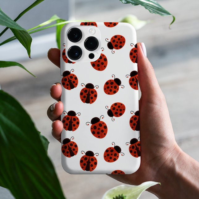 Cute Whimsical Red Ladybug Polka Dot Pattern Case-Mate iPhone Case (Creator Uploaded)