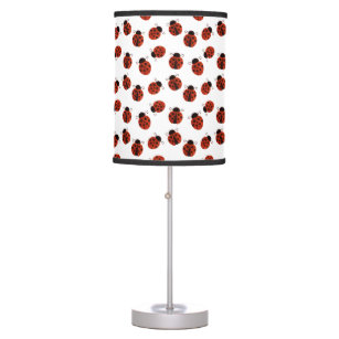 Cute Whimsical Red Ladybug Polka Dot Pattern Table Lamp