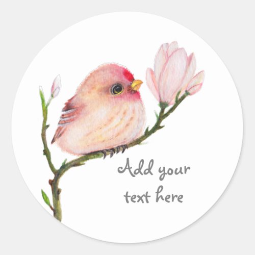 Cute Whimsical Redpoll Bird Sticker