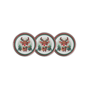 Cute Whimsical Reindeer with guitar Golf Ball Marker