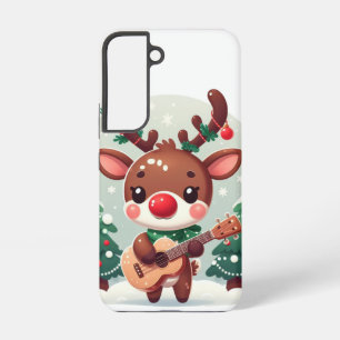 Cute Whimsical Reindeer with guitar Samsung Galaxy S22 Case
