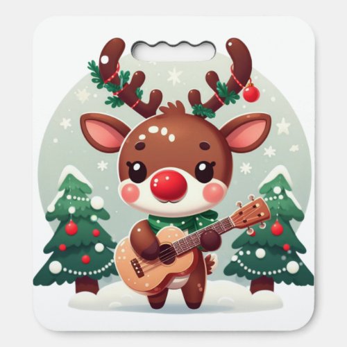 Cute Whimsical Reindeer with guitar Seat Cushion