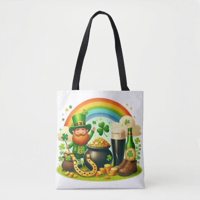 Cute, whimsical Saint Patrick's Day Tote Bag (Front)