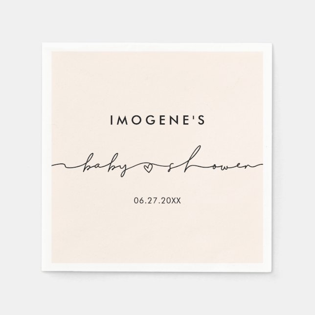 Cute whimsical script Baby shower Napkins (Front)