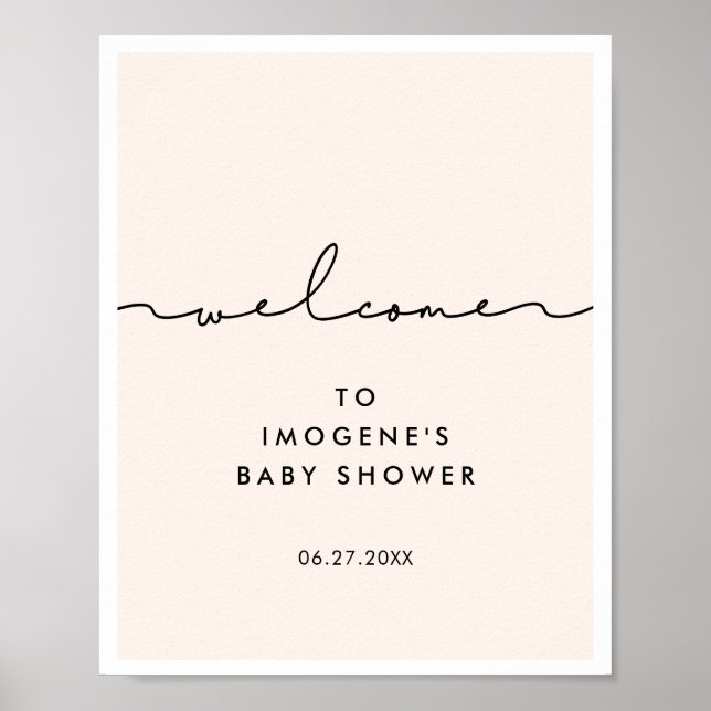 Cute whimsical script Baby shower Welcome Poster (Front)