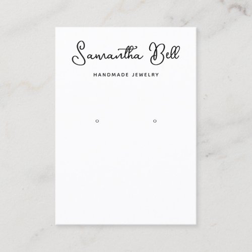 Cute Whimsical Script Plain White Earring  Business Card