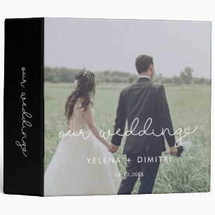 Cute whimsical script wedding photo album binder