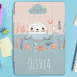 Cute Whimsical Seal Pup at Sea iPad Pro Cover<br><div class="desc">Personalized cute,  fun seal pup under the snow at sea,  with a smiling adorable cloud,  and some marine life.</div>