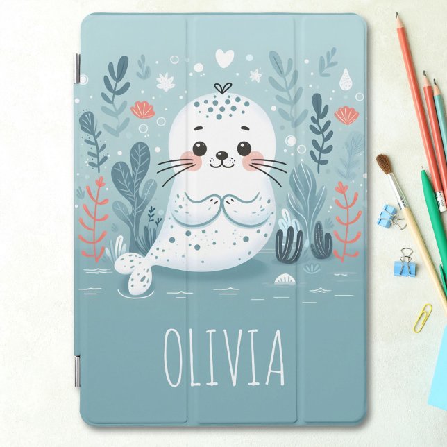 Cute Whimsical Seal Pup iPad Pro Cover (Creator Uploaded)