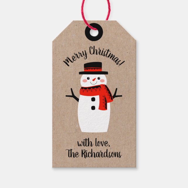 Cute Whimsical Snowman Gift Tags (Front)