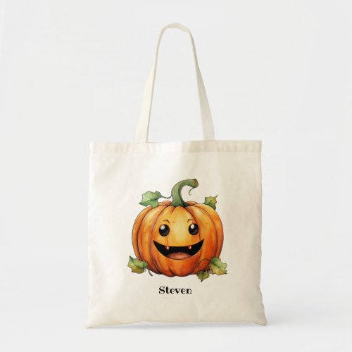 Cute Whimsical Spooky Halloween Smiling Pumpkin  Tote Bag