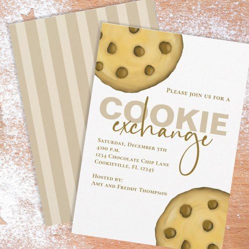 Cute Whimsical Striped Chocolate Chip Cookie  Kitc Invitation