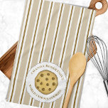 Cute Whimsical Striped Chocolate Chip Cookie  Kitchen Towel<br><div class="desc">This design features a kitchen stripes cute whimsical,  simple chocolate chip cookie,  vintage striped pattern brown tan,  baking baker bake dessert food,  fun boutique custom customize,  country gourmet bakery simplistic,  an elegant home décor kitchen,  with a world-famous quote saying,  minimalist minimal simple design,  laura lacina</div>