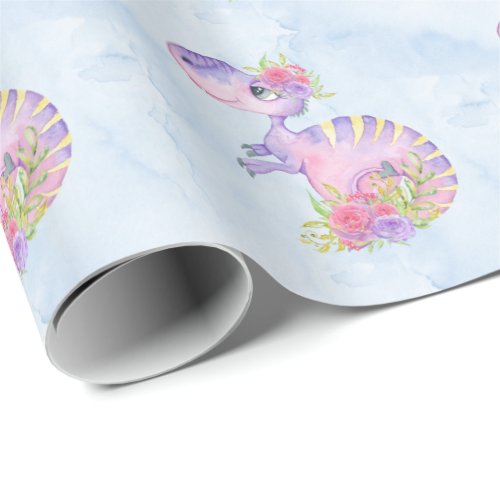  Cute Whimsical Sweet Dragons Dinosaur Wrapping Paper