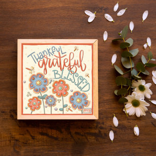 Cute Whimsical Thankful Dragonflies Floral Poster