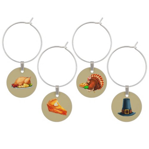 Cute Whimsical Thanksgiving Autumn Wine Charms