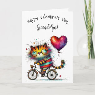 Cute Whimsical Tiger Happy Valentine's Day Card