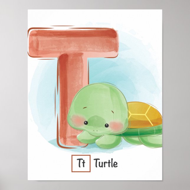  Cute Whimsical Turtle Animal Poster (Front)