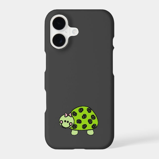 Cute Whimsical Turtle Lady Iphone Case (Back)