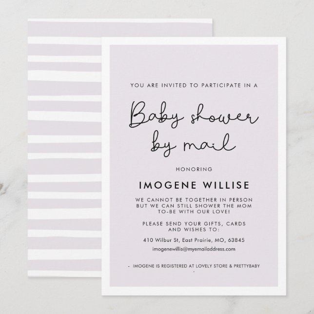 Cute whimsical typography Baby shower by mail Invitation (Front/Back)