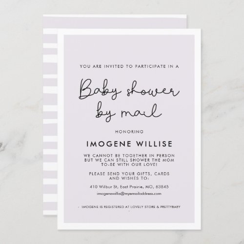 Cute whimsical typography Baby shower by mail Invitation