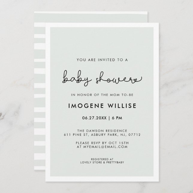 Cute whimsical typography Baby shower Invitation (Front/Back)