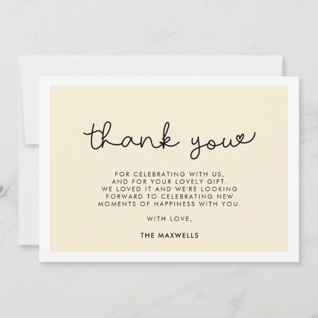 Cute whimsical typography Baby shower Thank You Card (Front)