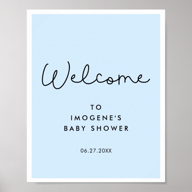 Cute whimsical typography Baby shower Welcome Poster (Front)