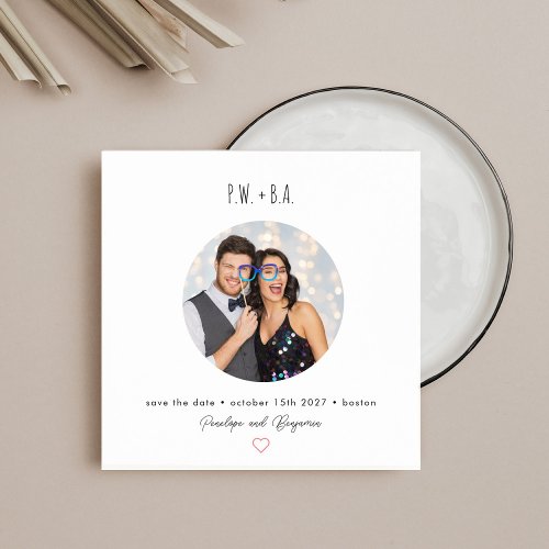 Cute Whimsical Typography Heart Monogram Wedding Save The Date