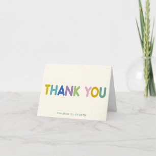 Cute Whimsical Typography Personalized Name Thank You Card
