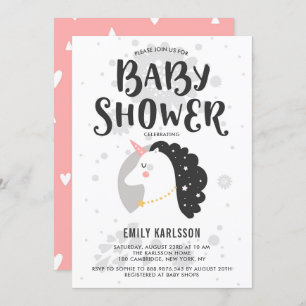 Cute & Whimsical Unicorn Baby Shower Invitation I