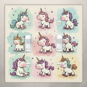 Cute Whimsical Unicorn Doodles Light Switch Cover
