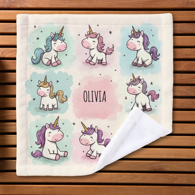 Cute Whimsical Unicorn Doodles Wash Cloth (Creator Uploaded)