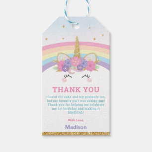 Cute Whimsical Unicorn Rainbow 1st Birthday Favor Gift Tags