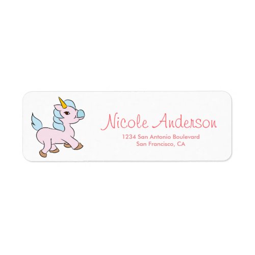 Cute Whimsical Unicorn Return Address Label