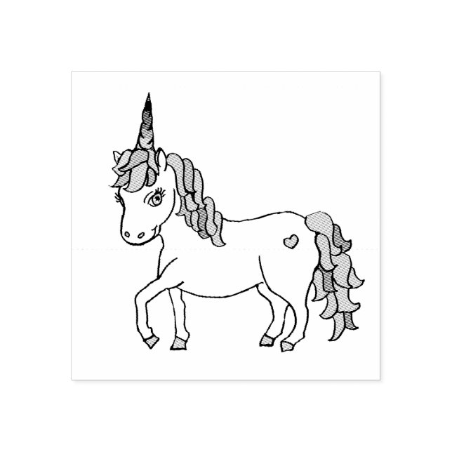 Cute Whimsical Unicorn Rubber Stamp (Imprint)
