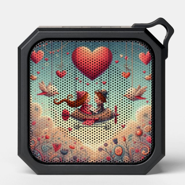 Cute whimsical Valentine's Day heart plane Bluetooth Speaker (Front)