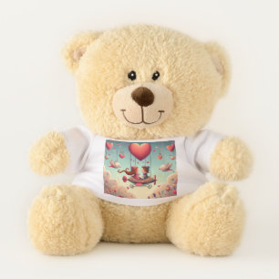 Cute whimsical Valentine's Day heart plane Teddy Bear