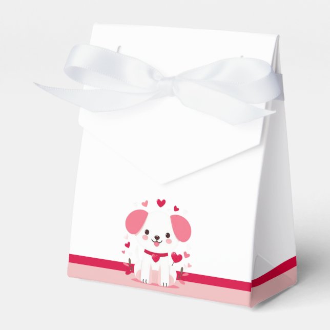 Cute whimsical Valentine's dog Favor Box (Front Side)