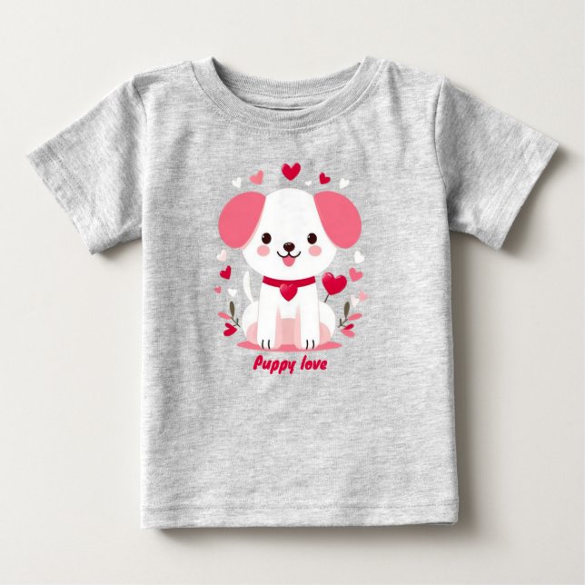 Cute whimsical valentine's puppy baby T-Shirt (Front)