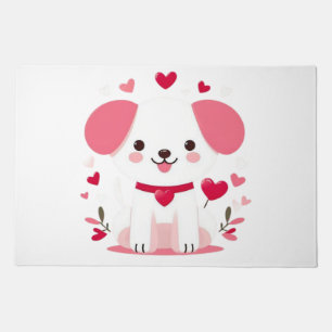 Cute whimsical valentine's puppy doormat