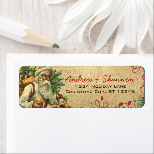 Cute Whimsical Vintage Santa Return Address Labels